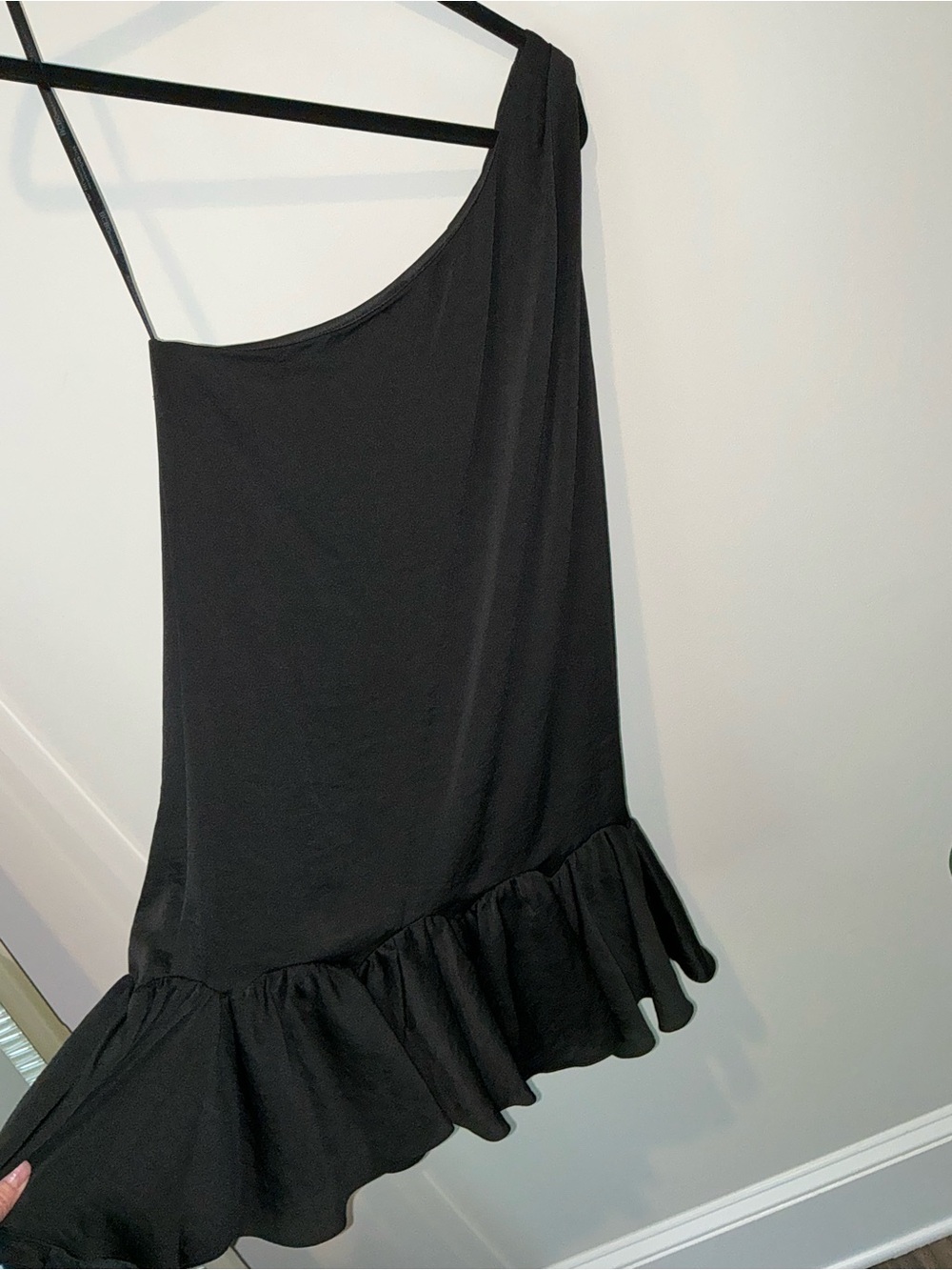 BCBGeneration Black One-Shoulder Ruffle-Hem Mini Dress - Picture 3 of 6